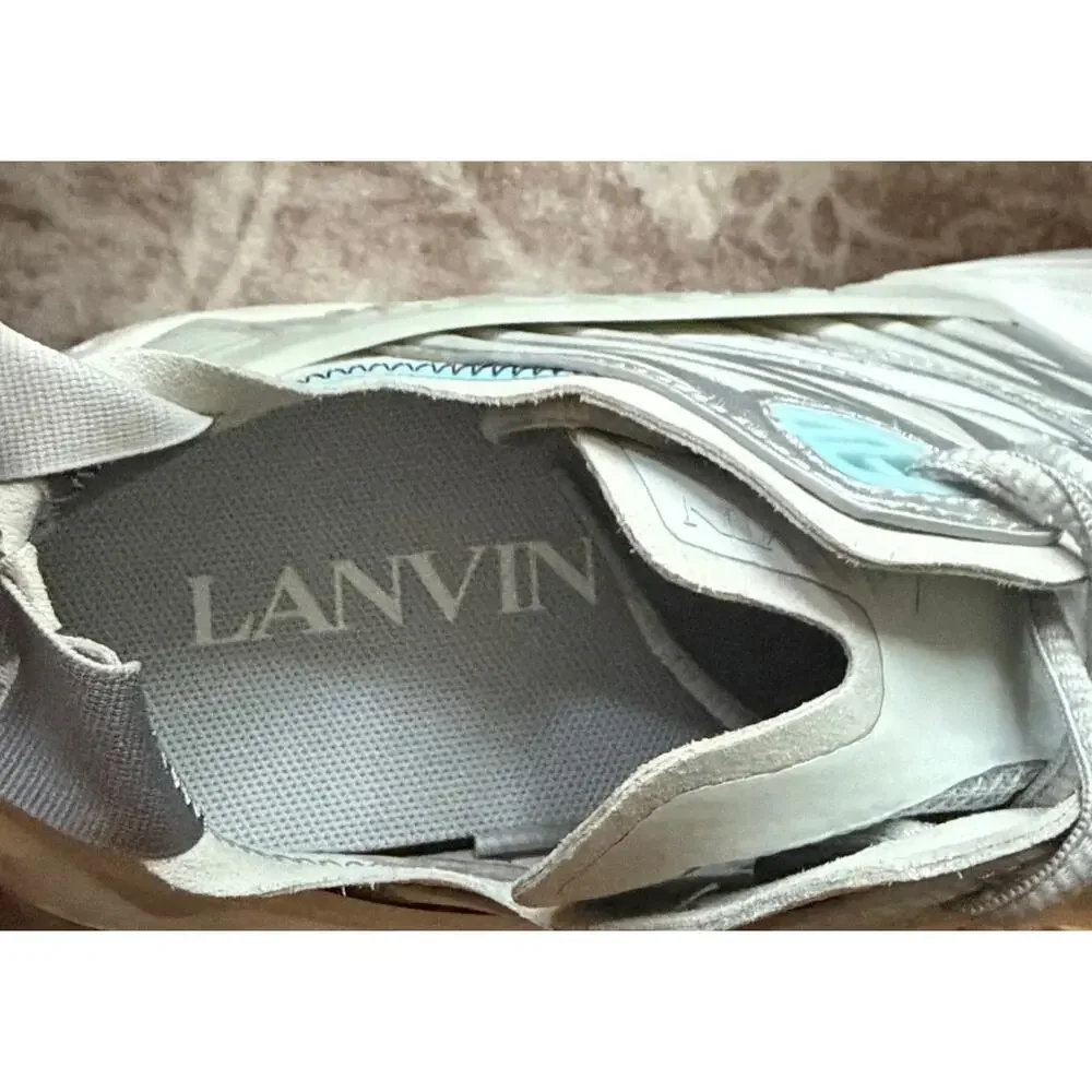$1,195 NIB Lanvin Silver Flash-X Low Top Leather Sneakers Shoes Size 13 (46)